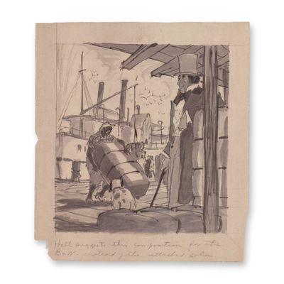 Wayne Hall Illustration Dockside Study Gentleman & Laborer
