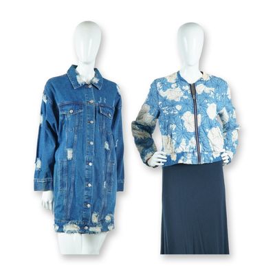 2pc Audrey 3 Plus1 and H&M Distressed and Quilted Denim Jackets