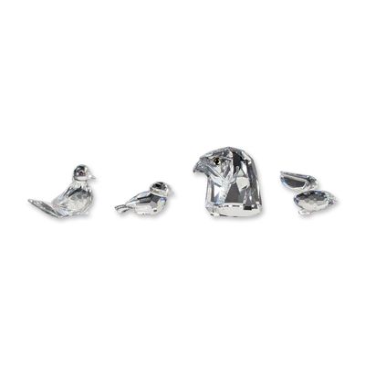 4pc Swarovski Silver Crystal Bird Themed Figurines