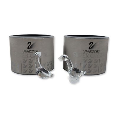 Swarovski Silver Crystal Pair of Gosling Figurines