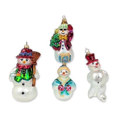 4pc Christopher Radko Snowman Ornaments