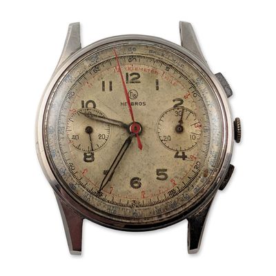 Vintage Helbros Two-Register Swiss Chronograph Wristwatch Head