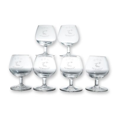 Set of 6 Hennessy Clear Glass Cordial Snifter Glasses