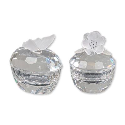 Sale Photo Thumbnail #251: 2pc Swarovski Silver Crystal Keepsake Boxes, Treasure Heart Butterfly & Flower