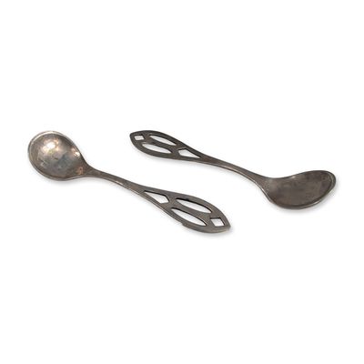 Sale Photo Thumbnail #504: Pair of Sterling Silver Salt Spoons