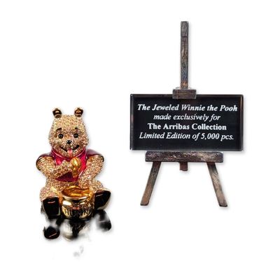 Sale Photo Thumbnail #36: 2pc Arribas Brothers Disney Jeweled Winnie the Pooh Figurine