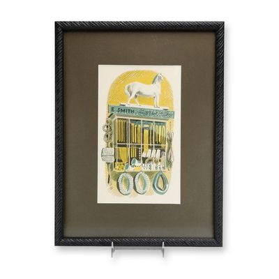 Sale Photo Thumbnail #172: Eric Ravilious Colored Lithograph, E. Smith, Saddlers & Harness Makers