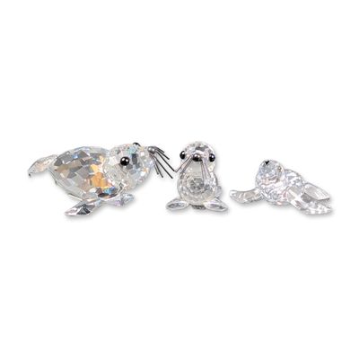 Sale Photo Thumbnail #261: 3pc Swarovski Silver Crystal Seal Family