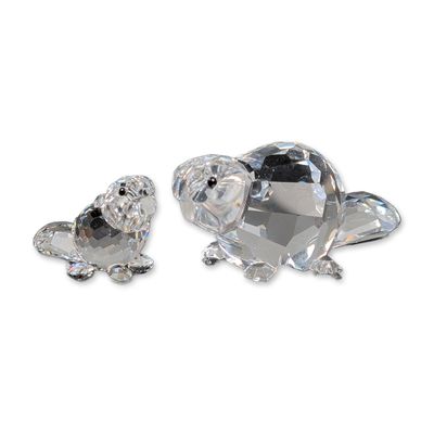 Sale Photo Thumbnail #258: 2pc Swarovski Silver Crystal Beaver Figurines