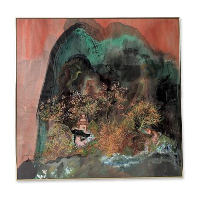 Sale Photo Thumbnail #360: Attributed to Yoshio Kanamori (Japanese 1922-2016) Watercolor on Rice Paper, My Fantasy, Signed