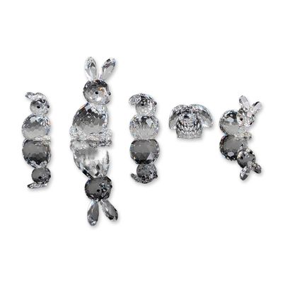 Sale Photo Thumbnail #254: 5pc Swarovski Silver Crystal Rabbit Figurines