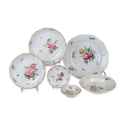 Sale Photo Thumbnail #124: 6pc Meissen Floral Porcelain Tableware Collection