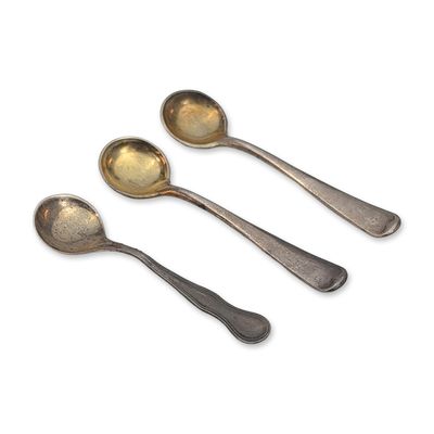 Sale Photo Thumbnail #140: 3pc Sterling Silver Salt Spoons includes Gorham