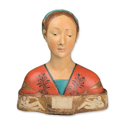 Sale Photo Thumbnail #272: Italian Renaissance Style Polychrome Plaster Portrait Bust