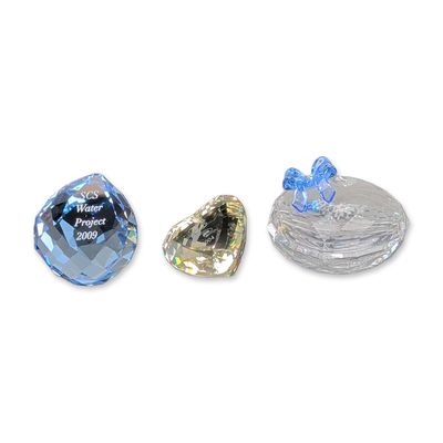 Sale Photo Thumbnail #79: 3pc Swarovski Crystal Paperweights and Trinket Box