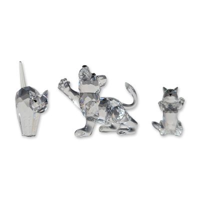 Sale Photo Thumbnail #67: 3pc Swarovski Silver Crystal Feline Figurines