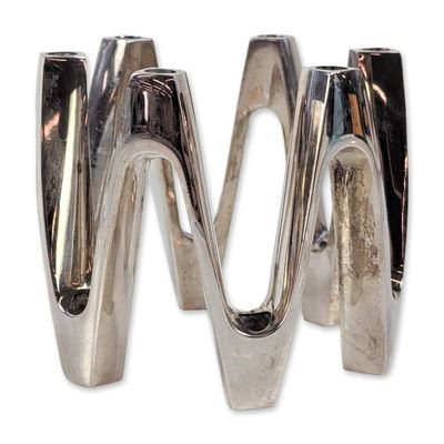Sale Photo Thumbnail #561: Dansk Jens Quistgaard French Zig Zag Silver Plate Candelabrum