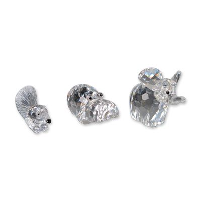 Sale Photo Thumbnail #253: 3pc Swarovski Silver Crystal Animal Figurines, Anteater, Hippo & Elephant