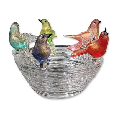 Sale Photo Thumbnail #17: Murano Art Glass Birds On A Nest Centerpiece