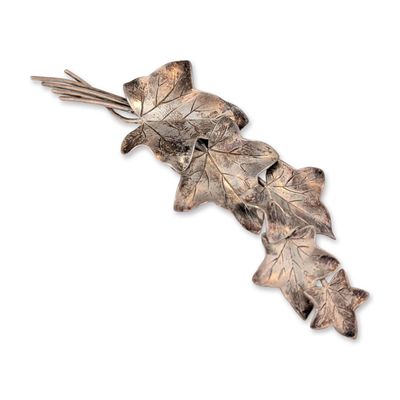 Sale Photo Thumbnail #574: Vintage Sterling Silver Ivy Spray Brooch