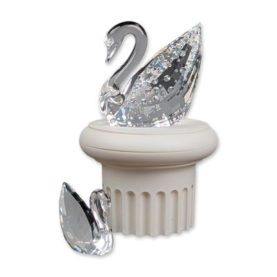 Sale Photo Thumbnail #252: 3pc Swarovski Centenary Faceted Crystal Swan Figurines with Base