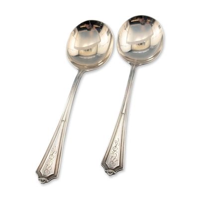 Sale Photo Thumbnail #298: 2pc Gorham Plymouth Pattern Sterling Silver Bouillon Spoons
