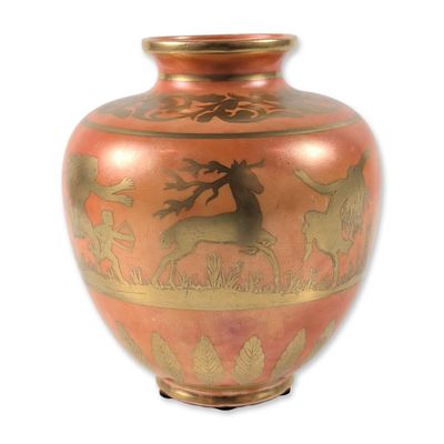 Sale Photo Thumbnail #332: Royal Doulton Art Deco Gilded Lusterware Porcelain Vase