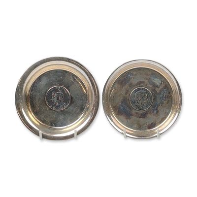 Sale Photo Thumbnail #284: Pair of German 800 Silver with Sterling Silver Coins Coasters