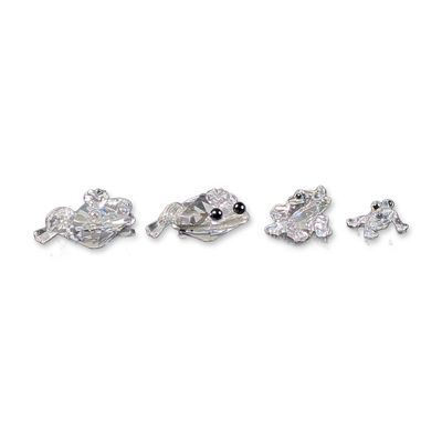 Sale Photo Thumbnail #447: 4pc Swarovski Silver Crystal Frog Figurines