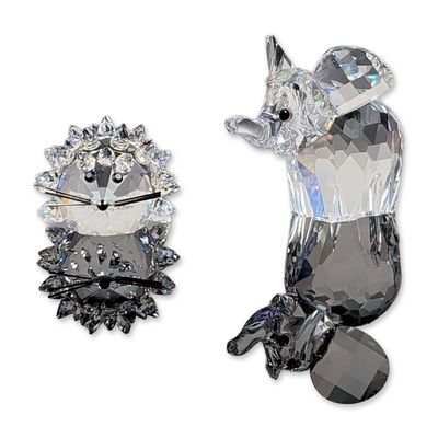 Sale Photo Thumbnail #63: 2pc Swarovski Silver Crystal Elephant and Hedgehog Figurines