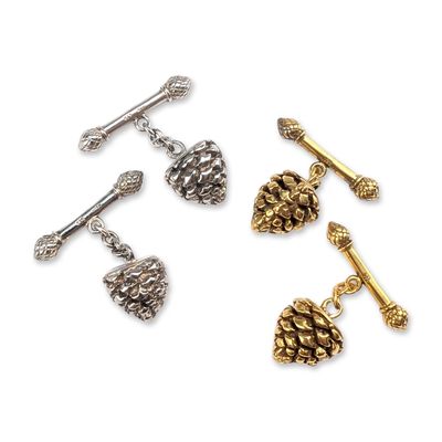 Sale Photo Thumbnail #577: 2 Pairs of Mish New York Sterling Silver Pine Cone Cufflinks