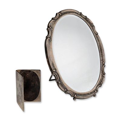 Sale Photo Thumbnail #197: Sterling Silver Repousse Mirror and Folding Frame