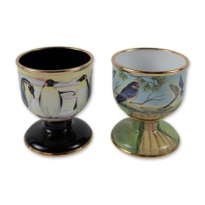 Sale Photo Thumbnail #331: Pair of Moorcroft Enamel Bird Egg Cups
