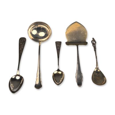 Sale Photo Thumbnail #283: 5pc Wilkens, Arnold Kunne Altena and Other 800 Silver Serving Utensils