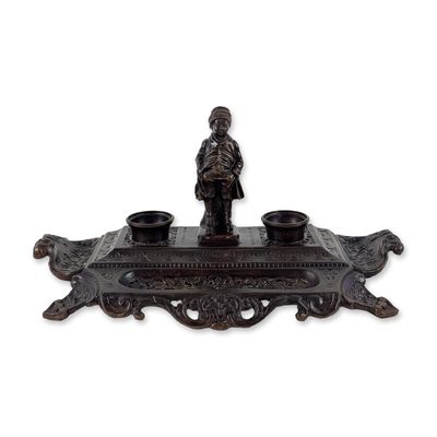 Sale Photo Thumbnail #567: Maitland-Smith Rococo Style Brass Figural Inkstand