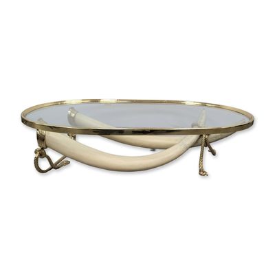 Sale Photo Thumbnail #15: Italo Valenti (Spanish 1912-1995), Gilded Metal and Faux Elephant Tusks Coffee Table
