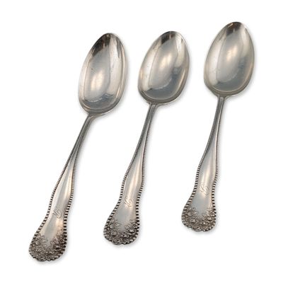 Sale Photo Thumbnail #301: Trio of Gorham Lancaster Sterling Silver Serving Spoons