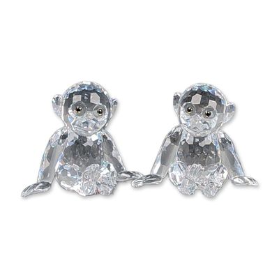 Sale Photo Thumbnail #255: Pair of Swarovski Crystal Chimpanzee Figurines