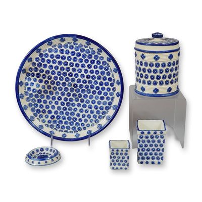 Sale Photo Thumbnail #528: 6pc Wedgwood Blue and White Rosette Tableware
