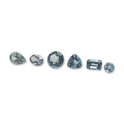 Sale Photo Thumbnail #209: Group of Six Light Blue Faceted Loose Gemstones