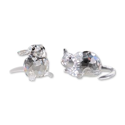 Sale Photo Thumbnail #436: 2pc Swarovski Silver Crystal Mouse Figurines