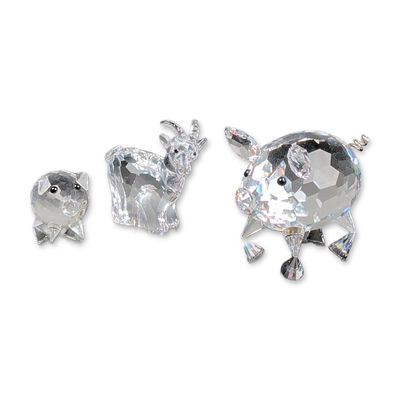 Sale Photo Thumbnail #444: 3pc Swarovski Silver Crystal Barnyard Animal Figurines