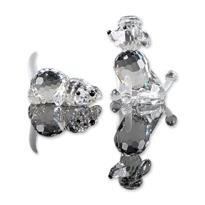 Sale Photo Thumbnail #434: 2pc Swarovski Silver Crystal Dog Figurines, Poodle and Beagle Puppy
