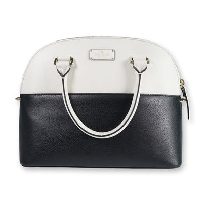 Sale Photo Thumbnail #402: Kate Spade Black and White Dome Satchel with Gold Hardware and Strap