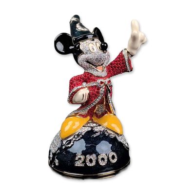 Sale Photo Thumbnail #225: 2pc Arribas Brothers Swarovski Millennium 2000 Mickey Mouse Sorcerer Fantasia Figurine with Title