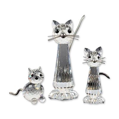 Sale Photo Thumbnail #438: 3pc Swarovski Silver Crystal Cat Figurines