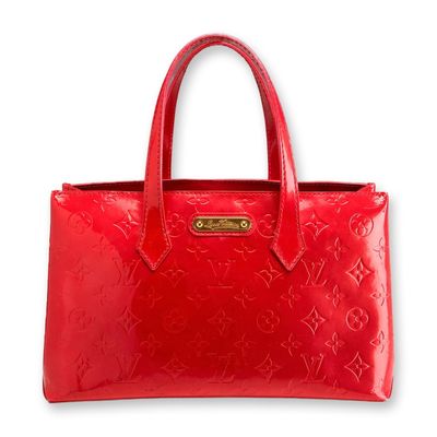 Sale Photo Thumbnail #4: Louis Vuitton Monogram Vernis Wilshire PM Handbag in Red