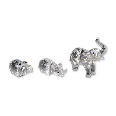 Sale Photo Thumbnail #437: 3pc Swarovski Crystal Animal Figurines, Hippo, Elephant & Rhino