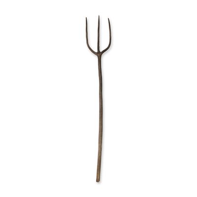 Sale Photo Thumbnail #177: Antique French Micocoulier Hand-Carved Wooden Three-Tine Pitchfork