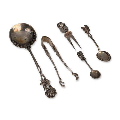 Sale Photo Thumbnail #468: Five Piece German 800 Silver Hildesheimer Rose Utensils